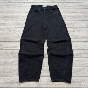 Twik Simons Jeans Women's 28 Black Barrel Leg Reggae Fit Button Fly Denim Cotton
